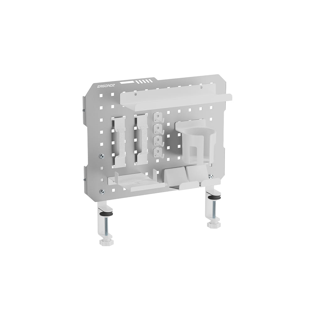 แผงบอร์ดสำหรับแขวนอุปกรณ์ ERGONOZ EGN-PANEL03-G, สีเทา (แผงบอร์ดแบบหนีบขอบโต๊ะ พร้อมอุปกรณ์เสริม)
