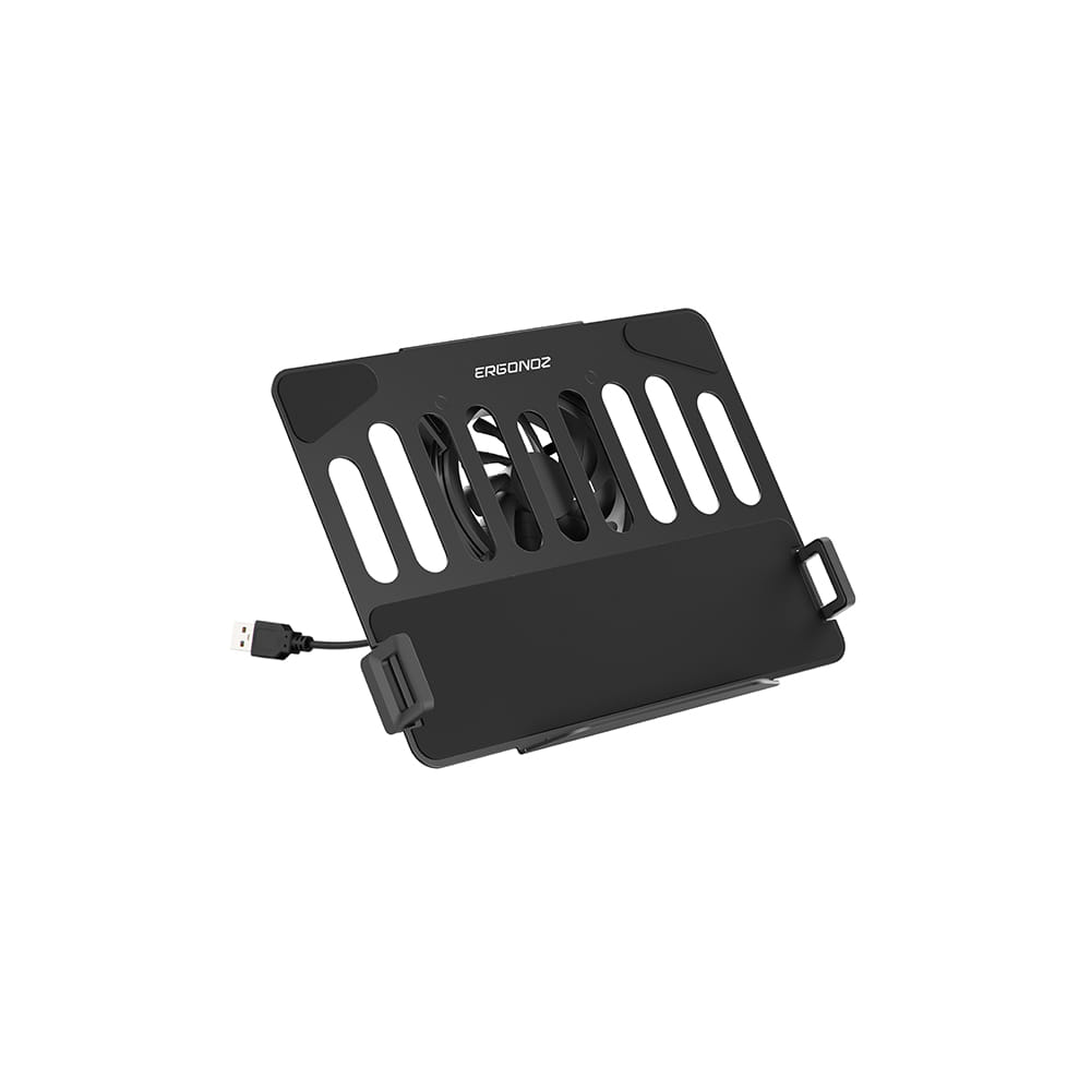 แท่นวางโน๊ตบุ๊ค ERGONOZ EGN-ACC01V4-B-F, สีดำ พร้อมพัดลมติดตัว (LAPTOP HOLDER VER.4 (ต้องมีแขนจับจอก่อน)