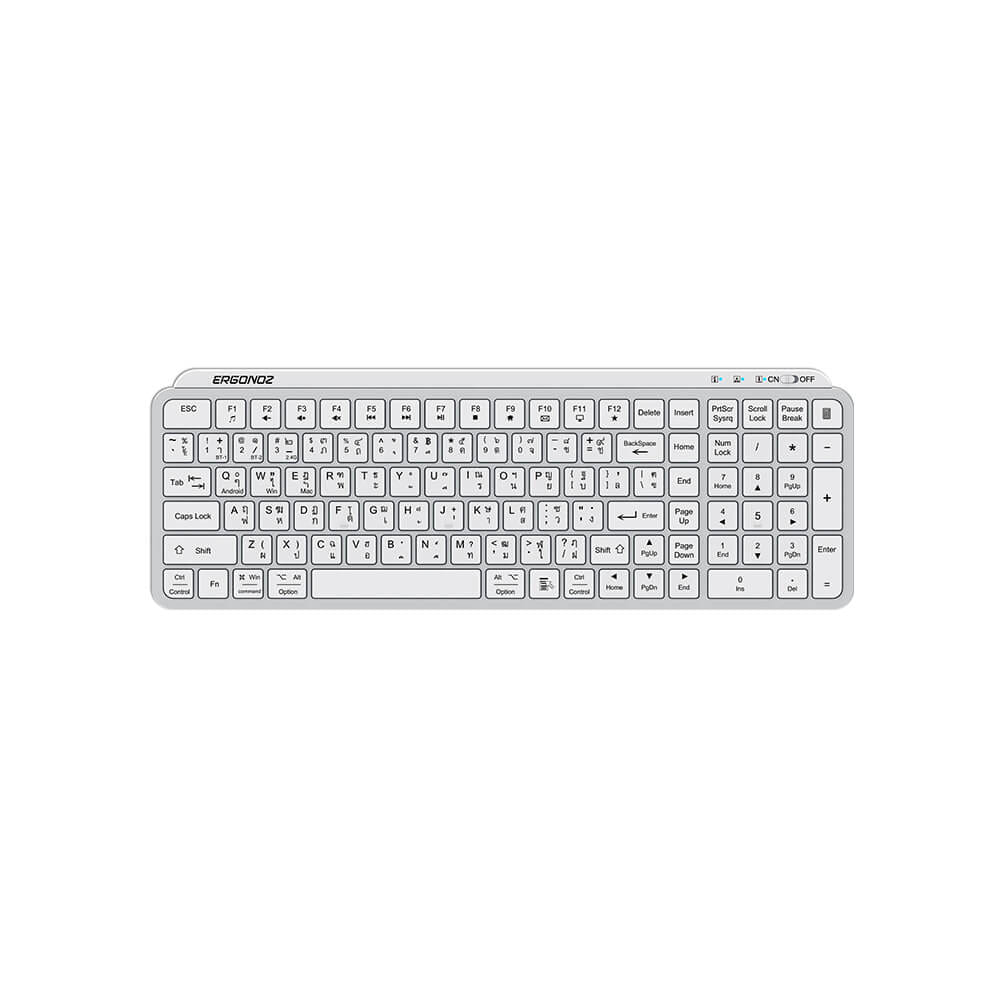 คีย์บอร์ดไร้สาย, ERGONOZ EGN-KB01-W, สีขาว (KEYBOARD 01 2 ระบบ รองรับทั้ง 2.4GHZ และ BLUETOOTH)_1