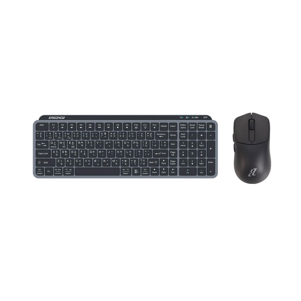 ชุดคีย์บอร์ดไร้สายและเมาส์เกมมิ่งไร้สาย, ERGONOZ EGN-MKB-SET01-B KEYBOARD 01 AND EZZENTIAL GAMING MOUSE VELOZ ONE SET, สีดำ/ดำ_1
