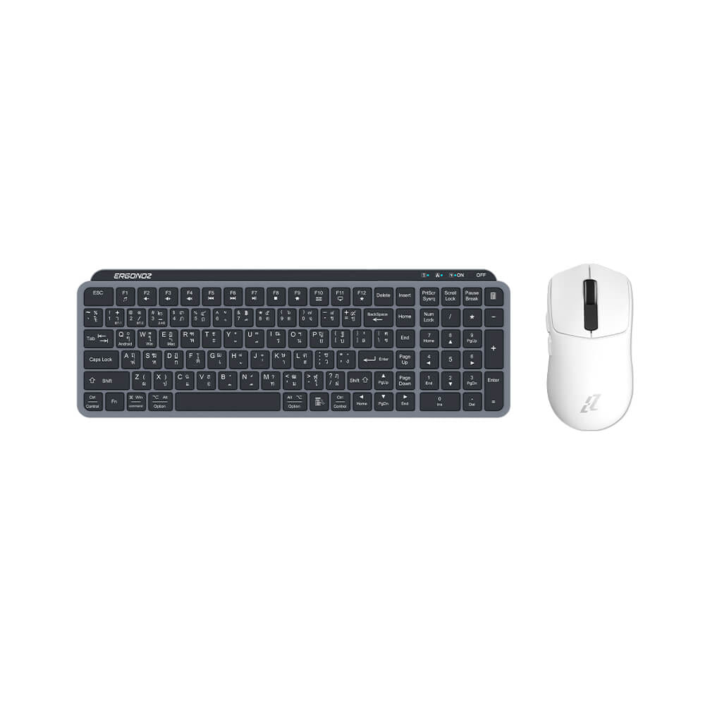 ชุดคีย์บอร์ดไร้สายและเมาส์เกมมิ่งไร้สาย, ERGONOZ EGN-MKB-SET03-WB KEYBOARD 01 AND EZZENTIAL GAMING MOUSE VELOZ ONE SET, สีดำ/ขาว