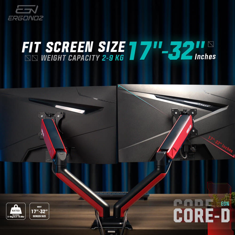 แขนจับจอ ERGONOZ รุ่น CORE แขนคู่ สำหรับหน้าจอ 17 - 32 นิ้ว สีแดง (EGN-CORE-D-R)_2