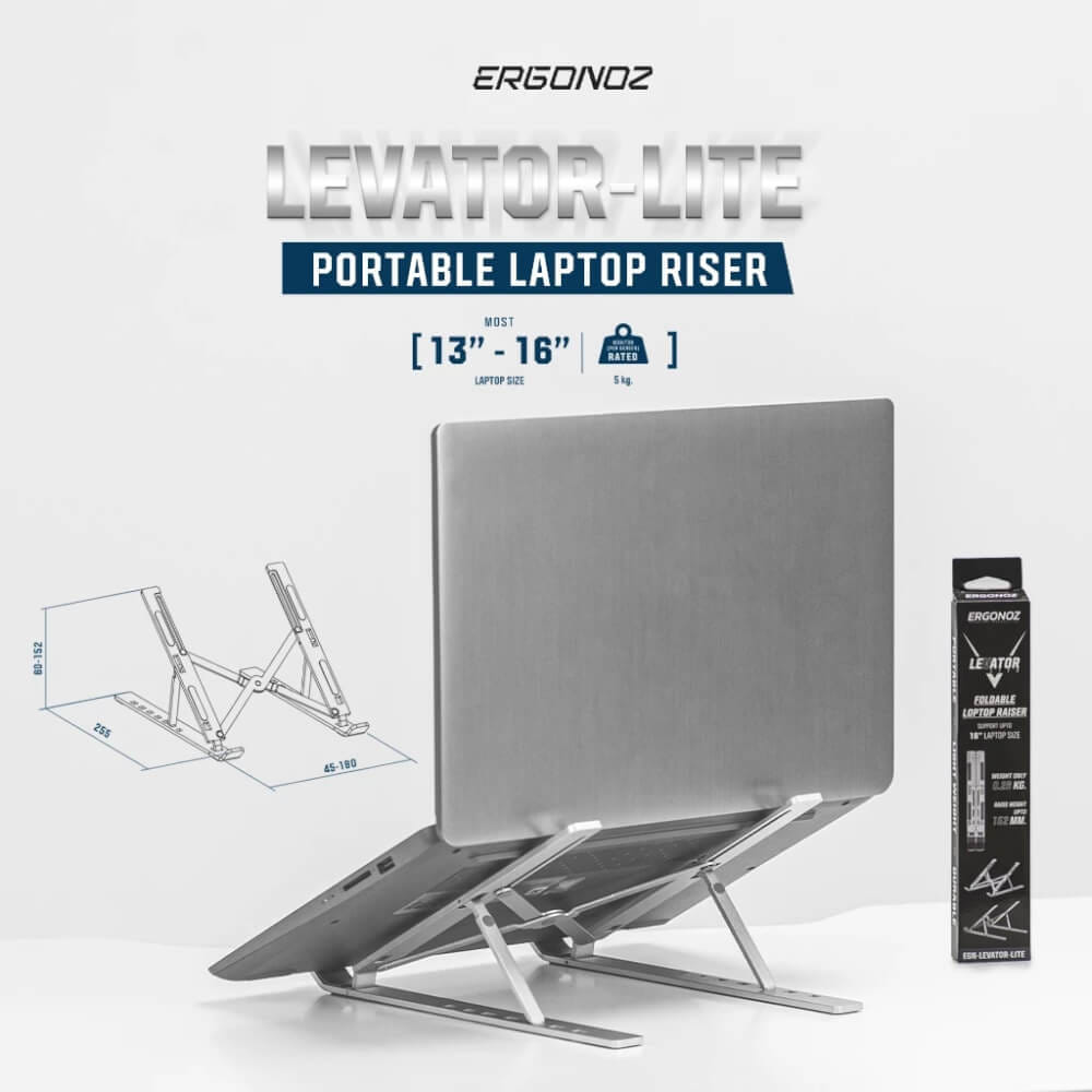 แท่นวางโน็ตบุ๊ค แท่นวางแล็ปท็อป ERGONOZ EGN-LEVATOR-LITE, สีเทา (LEVATOR LITE PORTABLE LAPTOP RISER)_2