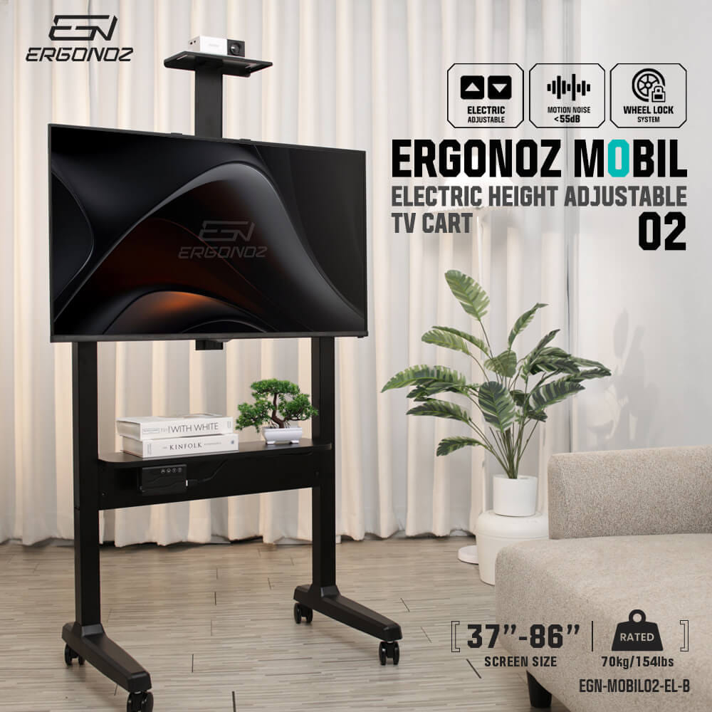 ขาตั้งจอทีวีปรับระดับ มีล้อเลื่อน ERGONOZ EGN-MOBIL02-EL-B, สีดำ_2