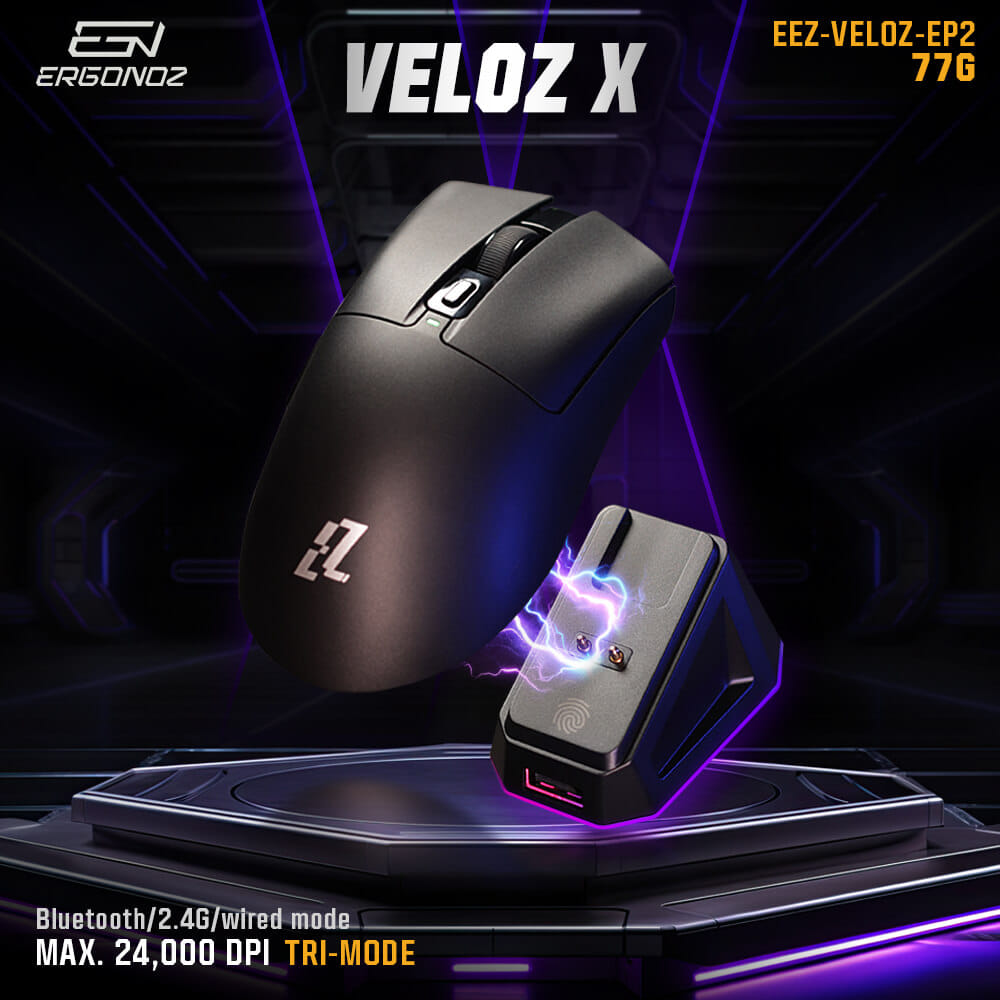 เมาส์เกมมิ่งไร้สาย, ERGONOZ EZ-VELOZ-EP2-B, สีดำ (EZZENTIAL GAMING MOUSE VELOZ X)_2