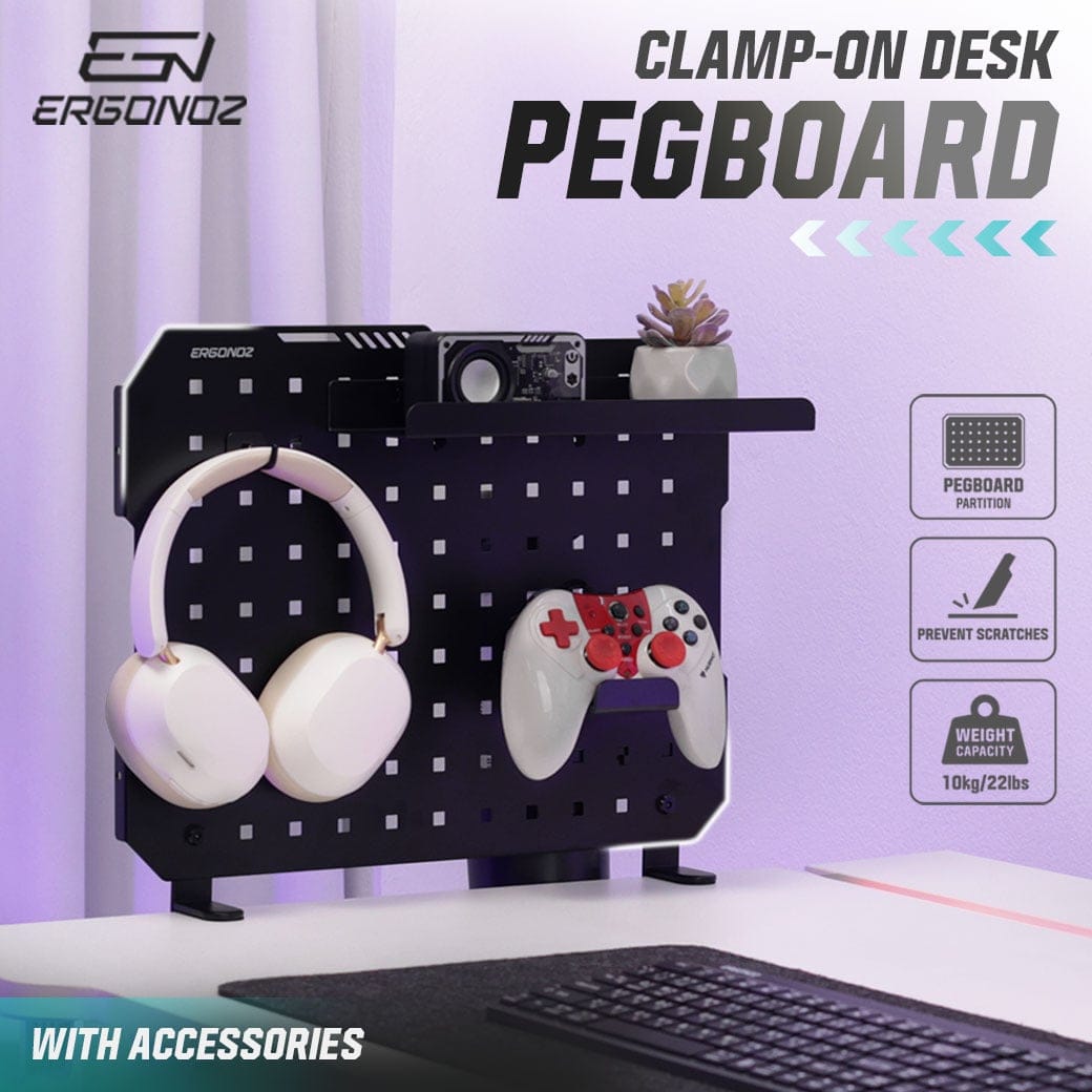 แผงบอร์ดสำหรับแขวนอุปกรณ์ ERGONOZ EGN-PANEL03-B-EX, สีดำ (แผงบอร์ดแบบหนีบขอบโต๊ะ)_2