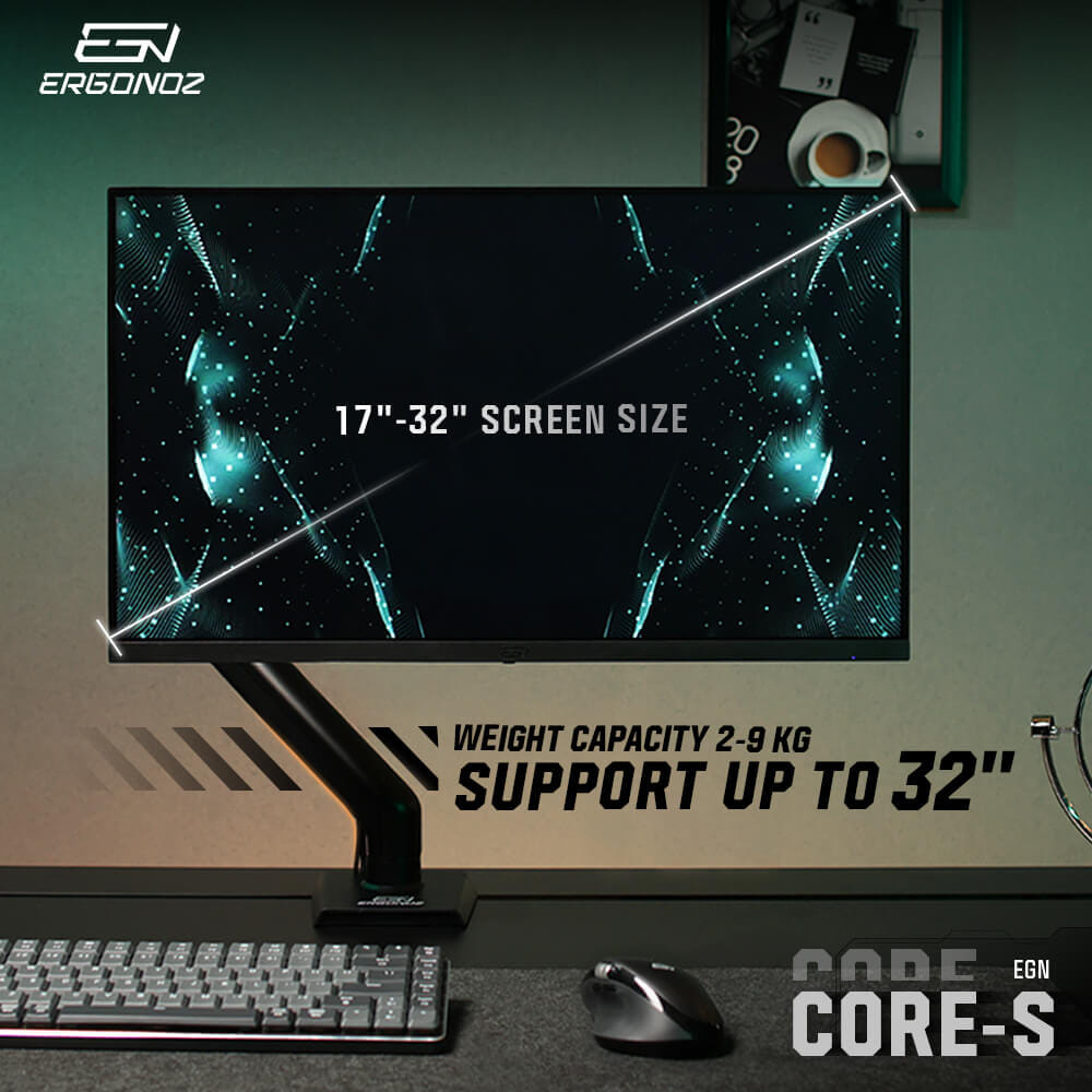 แขนจับจอ ERGONOZ รุ่น CORE แขนเดี่ยว สำหรับหน้าจอ 17 - 32 นิ้ว สีดำ (EGN-CORE-S-B)_3