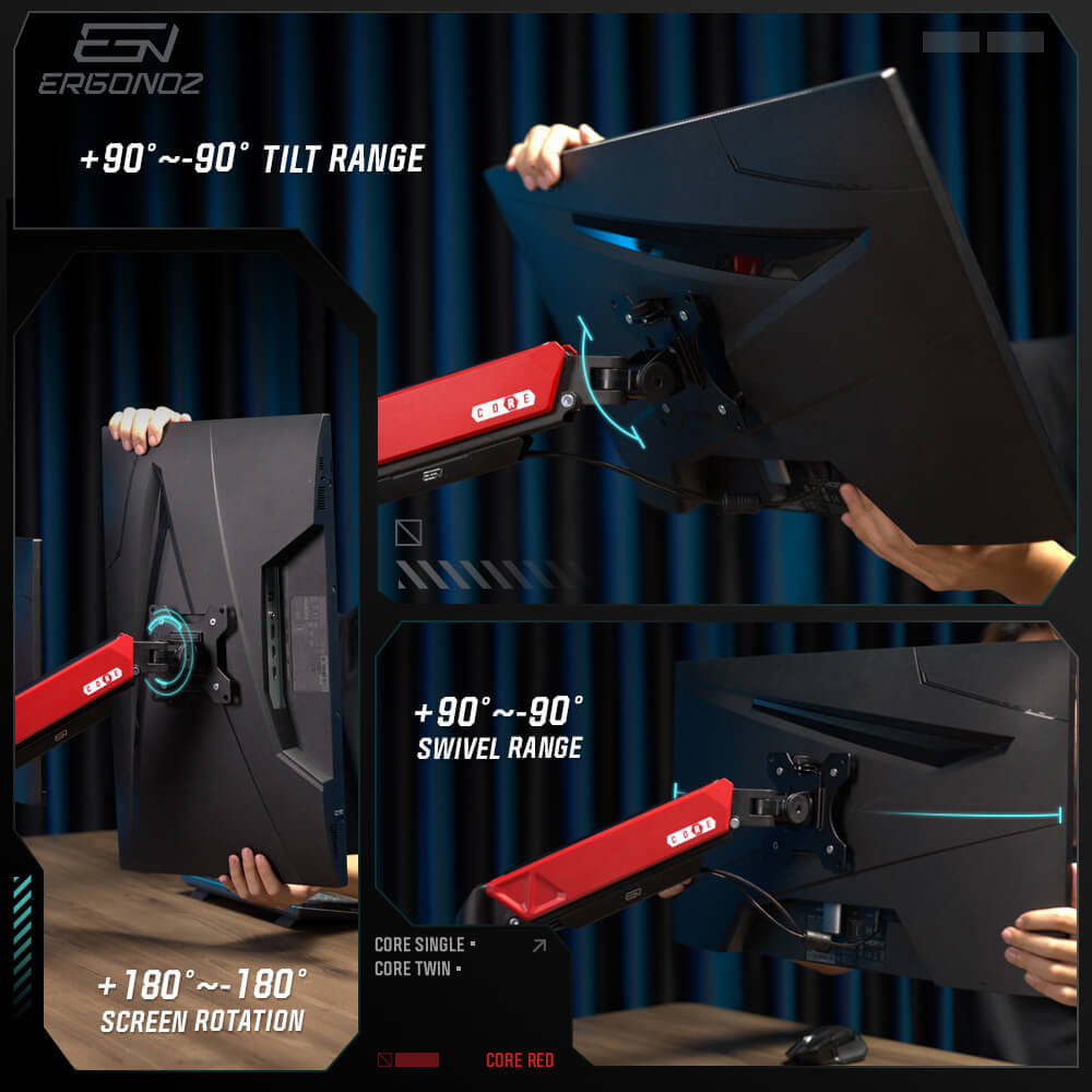 แขนจับจอ ERGONOZ รุ่น CORE แขนเดี่ยว สำหรับหน้าจอ 17 - 32 นิ้ว สีแดง (EGN-CORE-S-R)_3