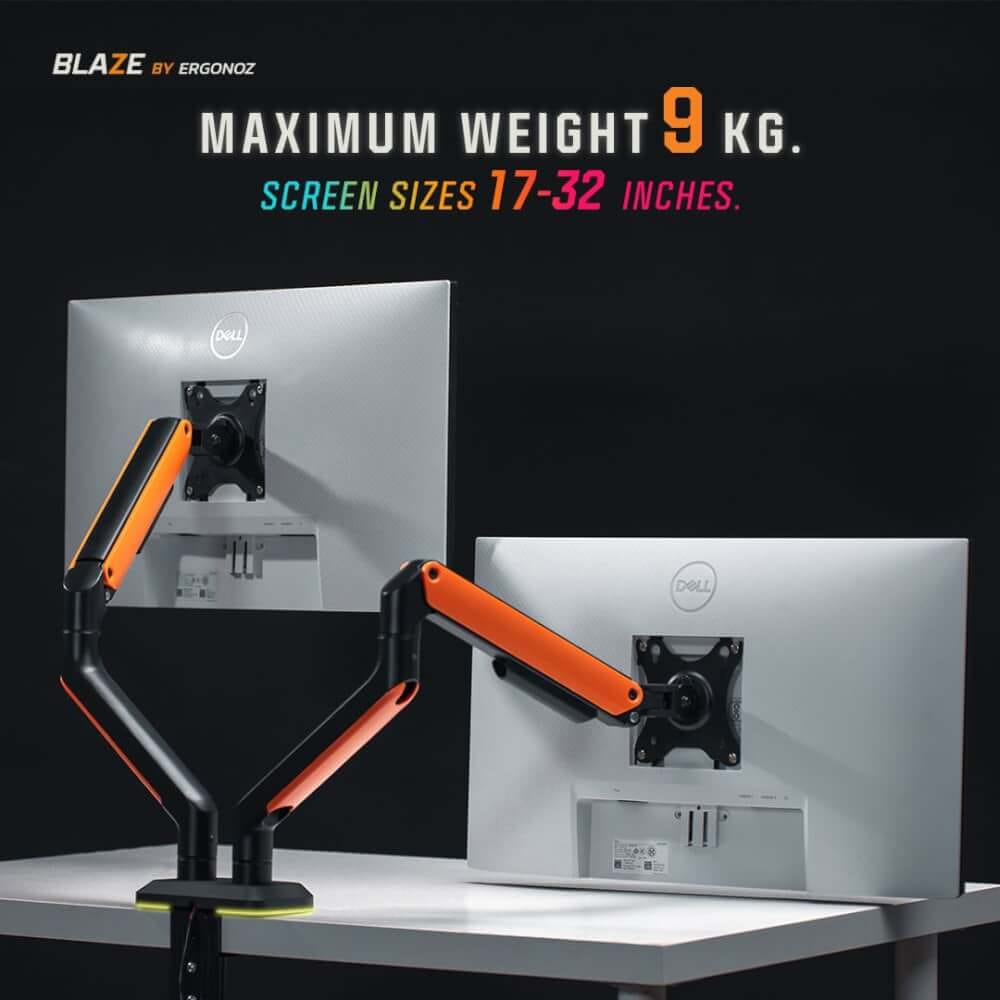 แขนจับจอ ERGONOZ รุ่น BLAZE แขนเดี่ยว สำหรับหน้าจอ 17 - 32 นิ้ว สีดำด้านและส้ม (EGN-BLAZE-S)_3