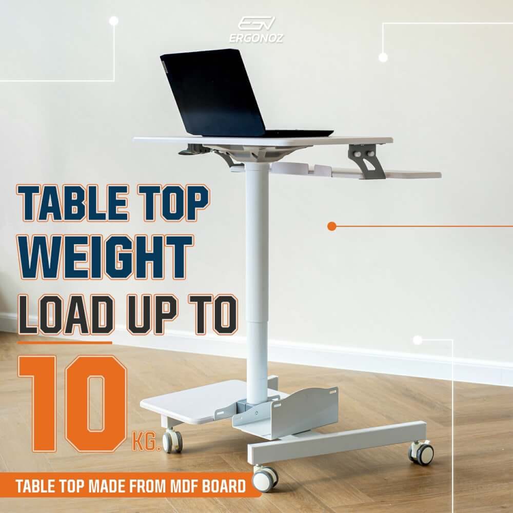 โต๊ะคอมพิวเตอร์ปรับระดับ มีล้อเลื่อน ERGONOZ EGN-STA02B, สีดำ (COMPUTER CART STANDING DESK)
