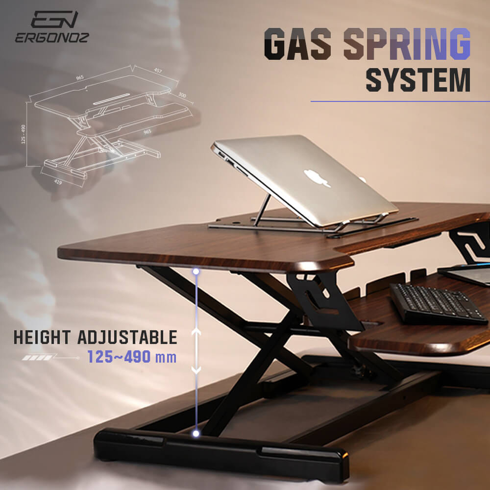 โต๊ะปรับระดับ โต๊ะทำงานแบบยืน ERGONOZ EGN-STA03-BR, สีน้ำตาล (STANDING DESK CONVERTER)_3