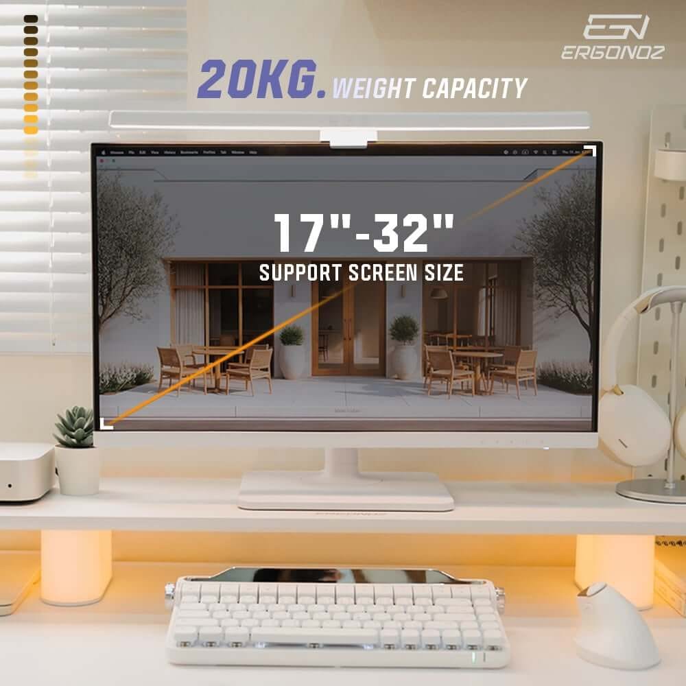 แท่นวางจอ ERGONOZ EGN-LUMINAR-80-W กว้าง 80 ซม., สีขาว (LEVATOR LUMINAR MONITOR RISER มีไฟ RGB)_3