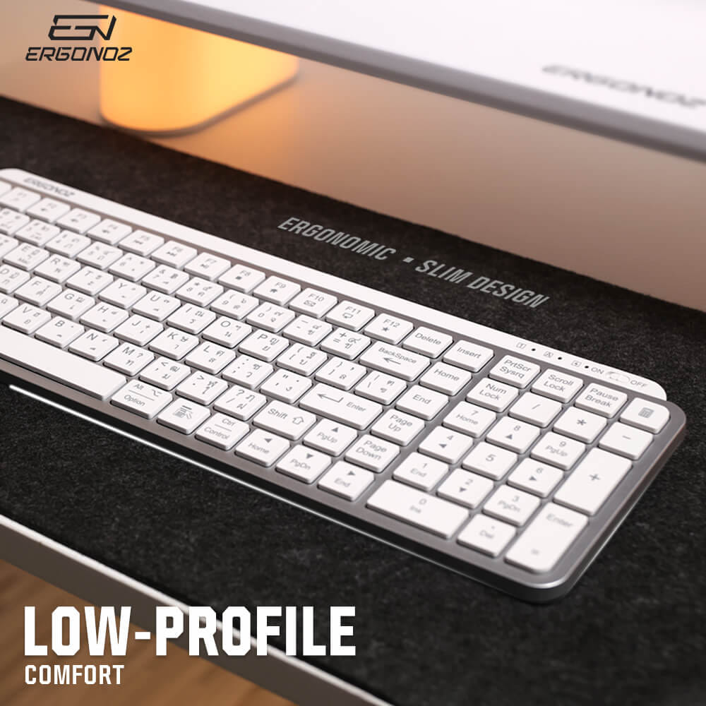 คีย์บอร์ดไร้สาย, ERGONOZ EGN-KB01-W, สีขาว (KEYBOARD 01 2 ระบบ รองรับทั้ง 2.4GHZ และ BLUETOOTH)_3