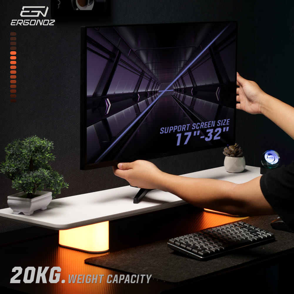 แท่นวางจอ ERGONOZ EGN-LUMINAR-100-B กว้าง 100 ซม., สีดำ (LEVATOR LUMINAR MONITOR RISER มีไฟ RGB)_3