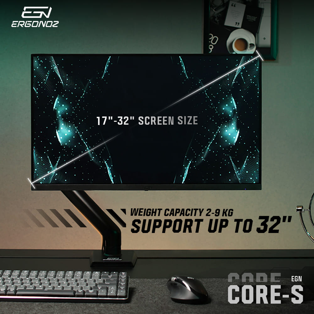 แขนจับจอ ERGONOZ รุ่น CORE แขนเดี่ยว สำหรับหน้าจอ 17 - 32 นิ้ว สีดำ พร้อมที่วางแล็ปท็อป V.4 สีดำ (EGN-C-S-B-ACC01V4-B)_3