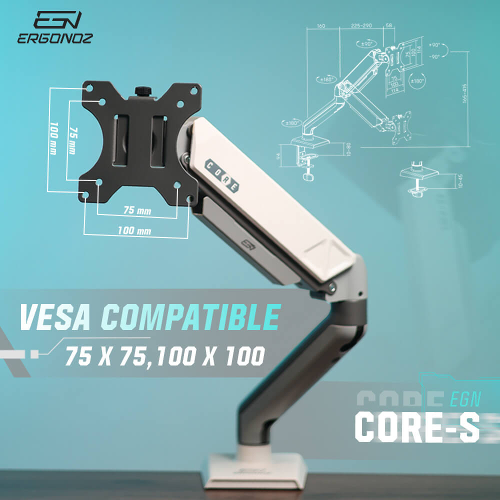 แขนจับจอ ERGONOZ รุ่น CORE แขนเดี่ยว สำหรับหน้าจอ 17 - 32 นิ้ว สีเทาเข้มและขาว (EGN-CORE-S-G)_4