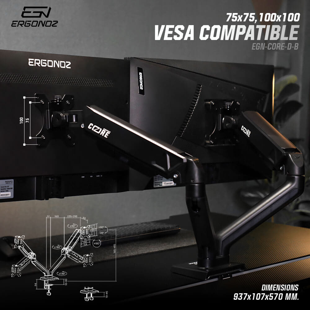 แขนจับจอ ERGONOZ รุ่น CORE แขนคู่ สำหรับหน้าจอ 17 - 32 นิ้ว สีดำ (EGN-CORE-D-B)_4