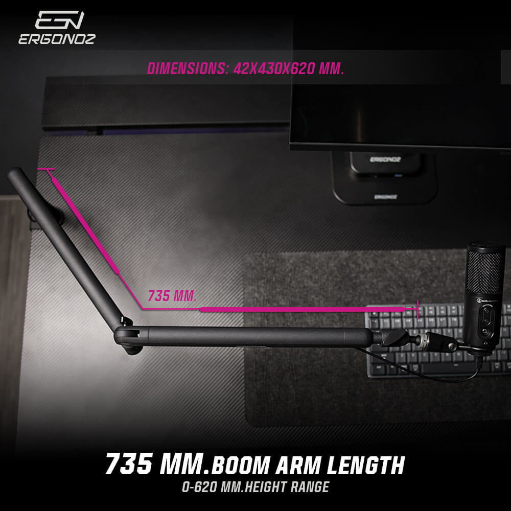 แขนจับไมค์ ERGONOZ IOCTAVIA SERIES MICROPHONE BOOM ARM V.2 (EGN-OCT02) สำหรับไมโครโฟน 3/8’’ และ 5/8’’ สีดำ (ไม่รวมตัวไมค์)_4