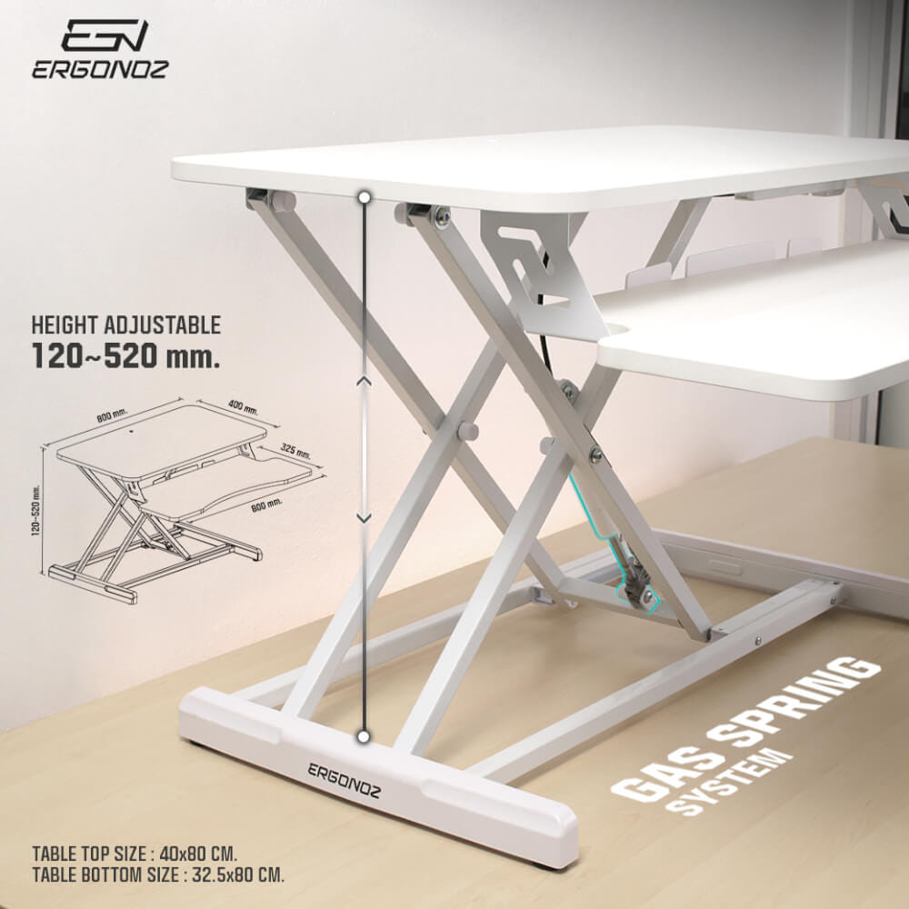 โต๊ะปรับระดับ โต๊ะทำงานแบบยืน ERGONOZ EGN-STA01V2-W, สีขาว (STANDING DESK CONVERTER V.2)_4