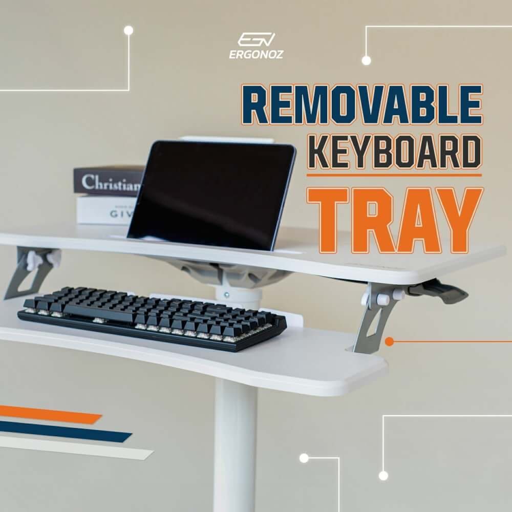 โต๊ะคอมพิวเตอร์ปรับระดับ มีล้อเลื่อน ERGONOZ EGN-STA02B, สีดำ (COMPUTER CART STANDING DESK)