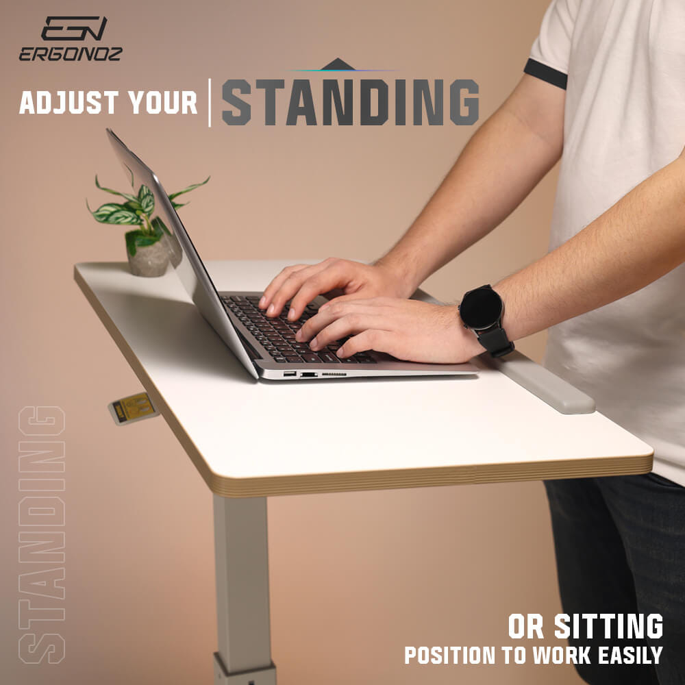 โต๊ะทำงานปรับระดับ มีล้อเลื่อน ERGONOZ EGN-STA04-W, สีขาว (STANDING LAPTOP DESK)_4