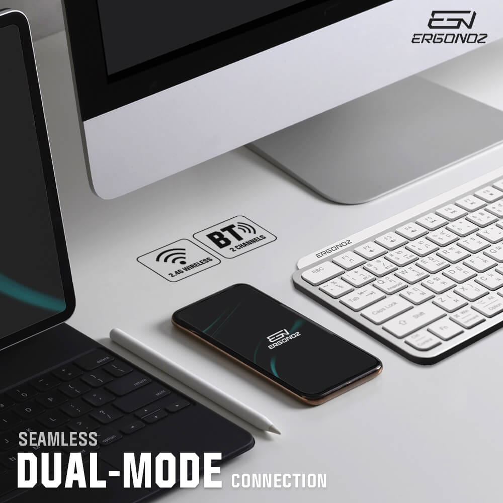 คีย์บอร์ดไร้สาย, ERGONOZ EGN-KB01-W, สีขาว (KEYBOARD 01 2 ระบบ รองรับทั้ง 2.4GHZ และ BLUETOOTH)_4