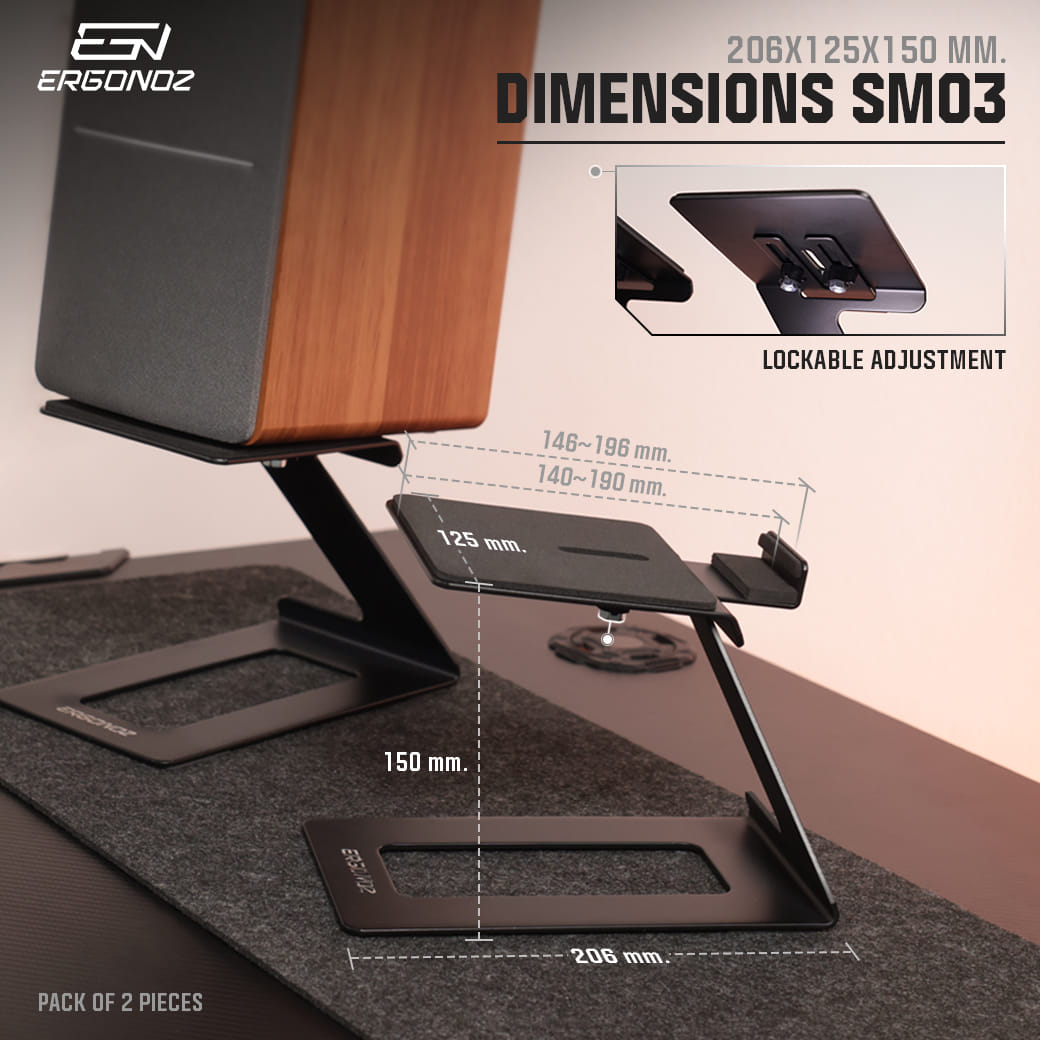 ขาตั้งลำโพง ERGONOZ EGN-SM03-B 1 คู่, สีดำ (VIBE STAND 03)_4