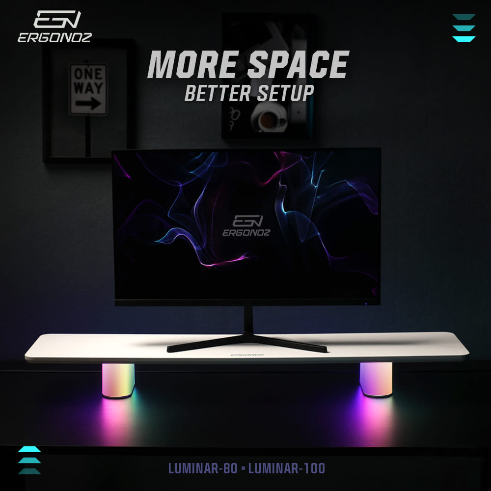 แท่นวางจอ ERGONOZ EGN-LUMINAR-100-B กว้าง 100 ซม., สีดำ (LEVATOR LUMINAR MONITOR RISER มีไฟ RGB)_4