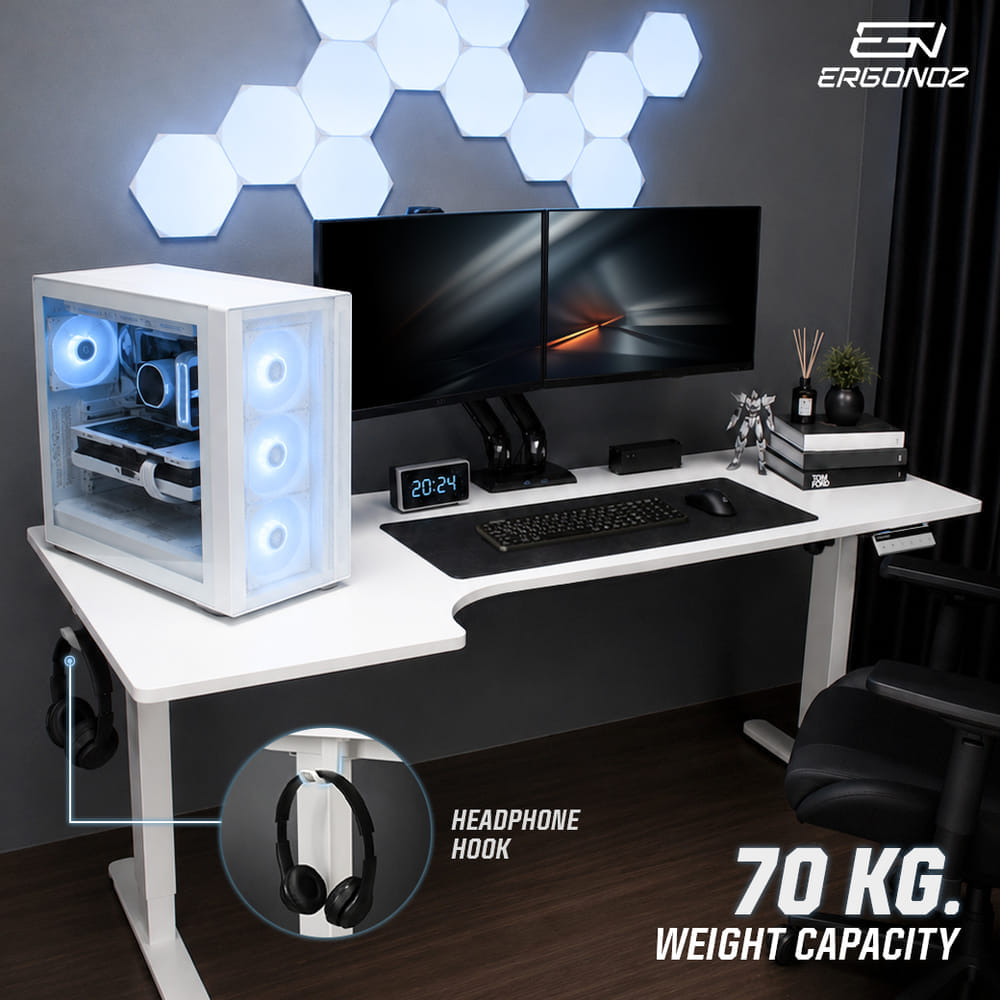 โต๊ะปรับระดับไฟฟ้า ERGONOZ EGN-ELSTA03-B, สีดำ (INTEGRA L-SHAPE ELECTRIC STANDING DESK)