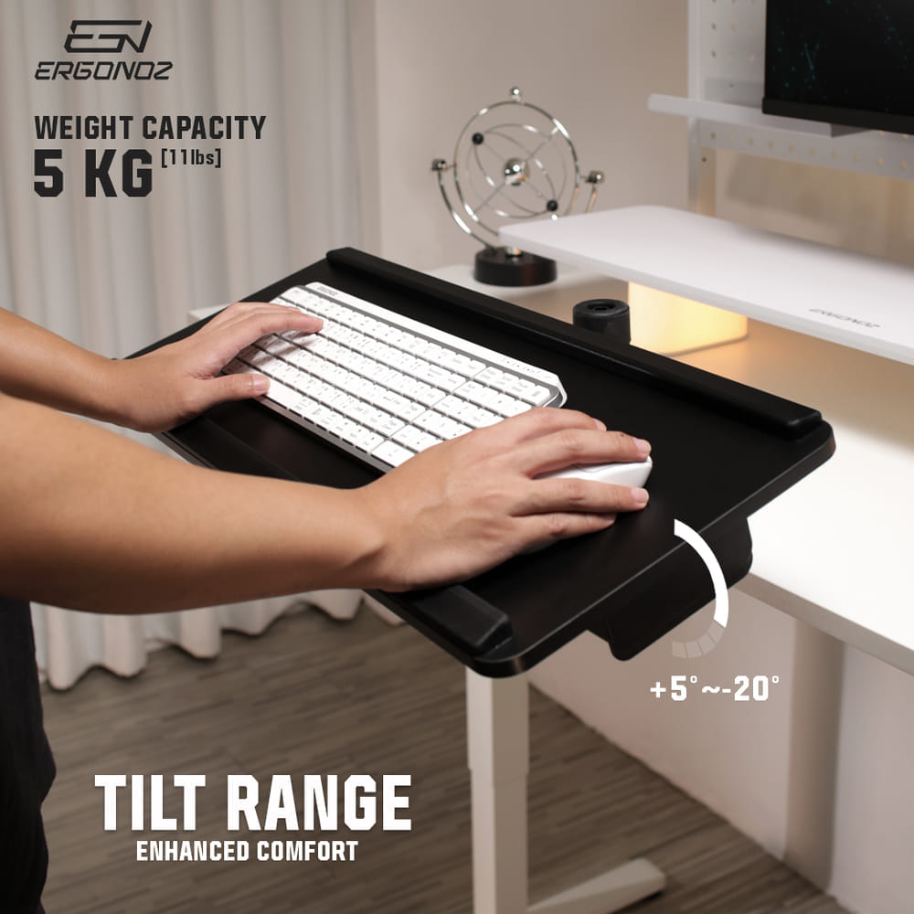 ชั้นวางคีย์บอร์ดแบบพับได้ ERGONOZ EGN-UDAC-01-B, สีดำ (UNDER-DESK KEYBOARD TRAY)