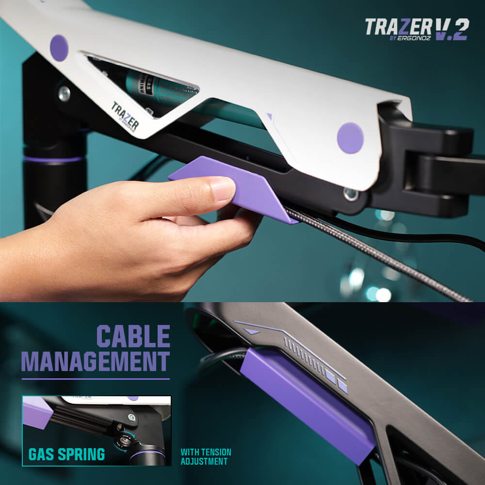 แขนจับจอ ERGONOZ รุ่น TRAZER V.2 แขนคู่ สำหรับหน้าจอ 24 - 57 นิ้ว สีดำด้าน, ขาวด้าน และม่วง (EGN-TRAZERV2-D)_5