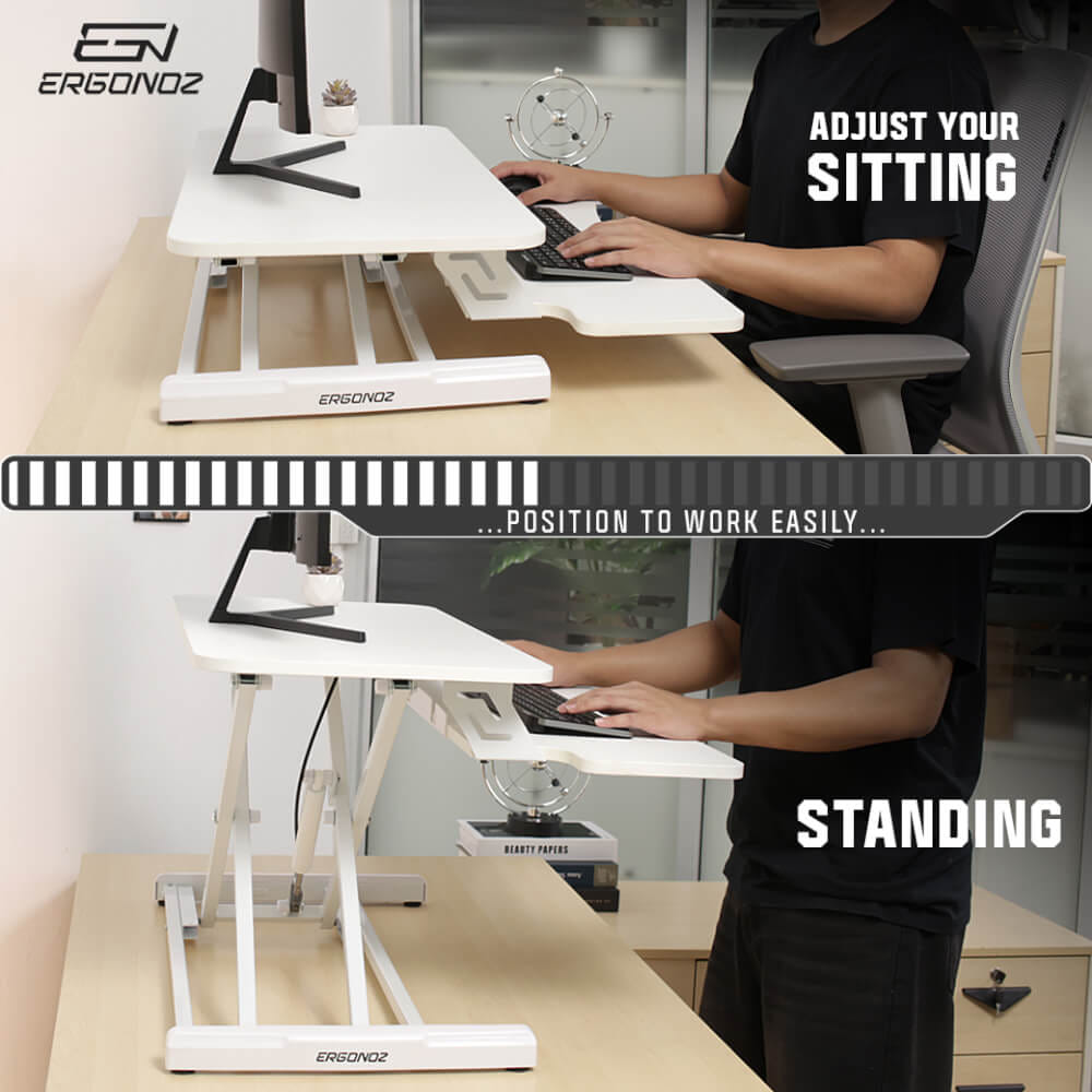 โต๊ะปรับระดับ โต๊ะทำงานแบบยืน ERGONOZ EGN-STA01V2-W, สีขาว (STANDING DESK CONVERTER V.2)_5