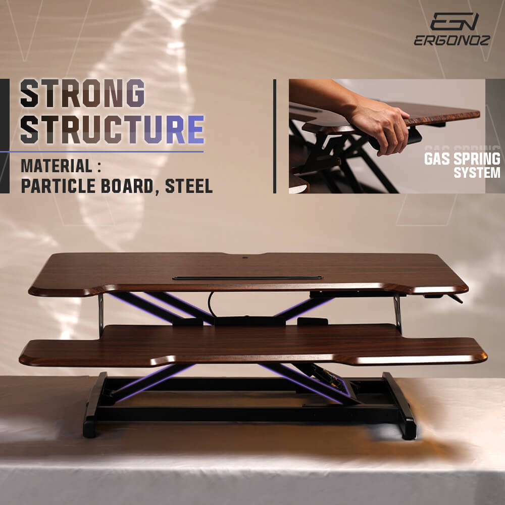 โต๊ะปรับระดับ โต๊ะทำงานแบบยืน ERGONOZ EGN-STA03-BR, สีน้ำตาล (STANDING DESK CONVERTER)_5