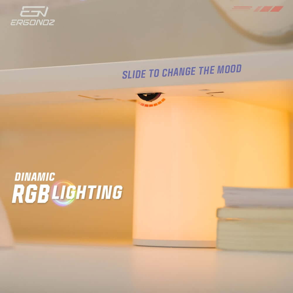 แท่นวางจอ ERGONOZ EGN-LUMINAR-80-W กว้าง 80 ซม., สีขาว (LEVATOR LUMINAR MONITOR RISER มีไฟ RGB)_5