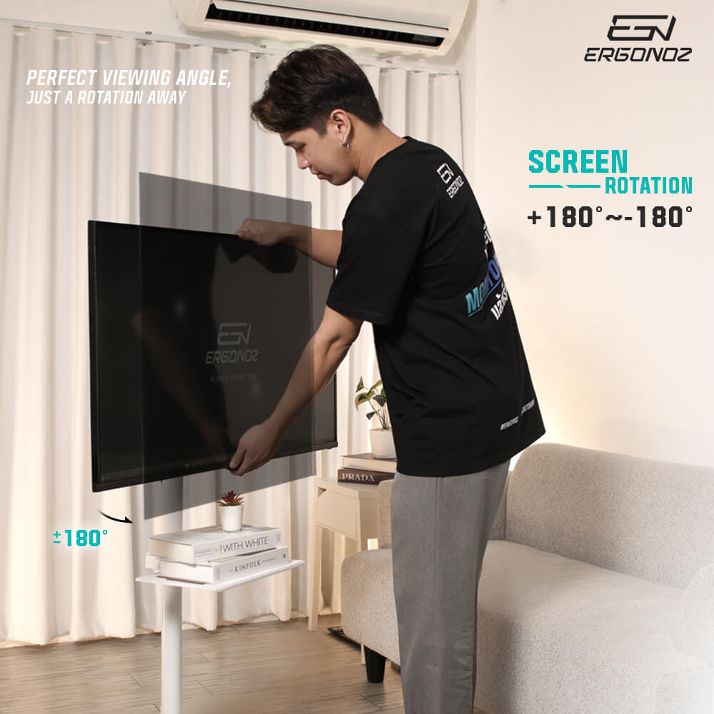 ขาตั้งจอทีวีปรับระดับ มีล้อเลื่อน ERGONOZ EGN-MOBIL01-W, สีขาว_5