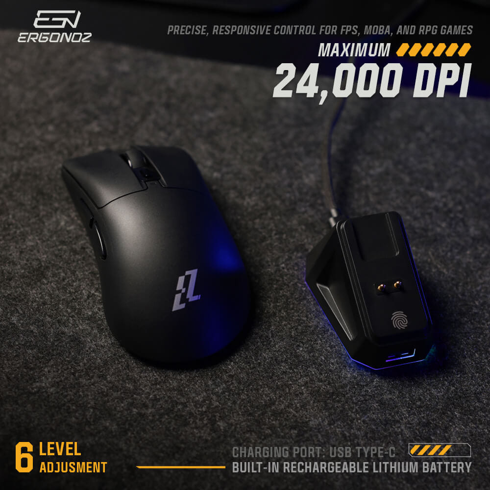 เมาส์เกมมิ่งไร้สาย, ERGONOZ EZ-VELOZ-EP2-B, สีดำ (EZZENTIAL GAMING MOUSE VELOZ X)_5