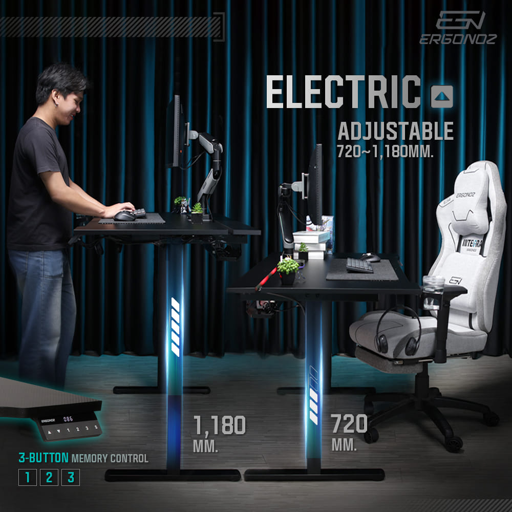 โต๊ะปรับระดับไฟฟ้า ERGONOZ EGN-ELSTA02-14070-B, สีดำ (INTEGRA ELECTRIC STANDING DESK)_5