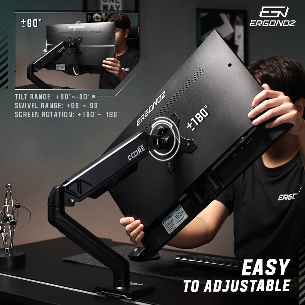 แขนจับจอ ERGONOZ รุ่น CORE แขนคู่ สำหรับหน้าจอ 17 - 32 นิ้ว สีดำ พร้อมที่วางแล็ปท็อป V.3 สีดำ (EGN-C-D-B-ACC01V3-B)_5