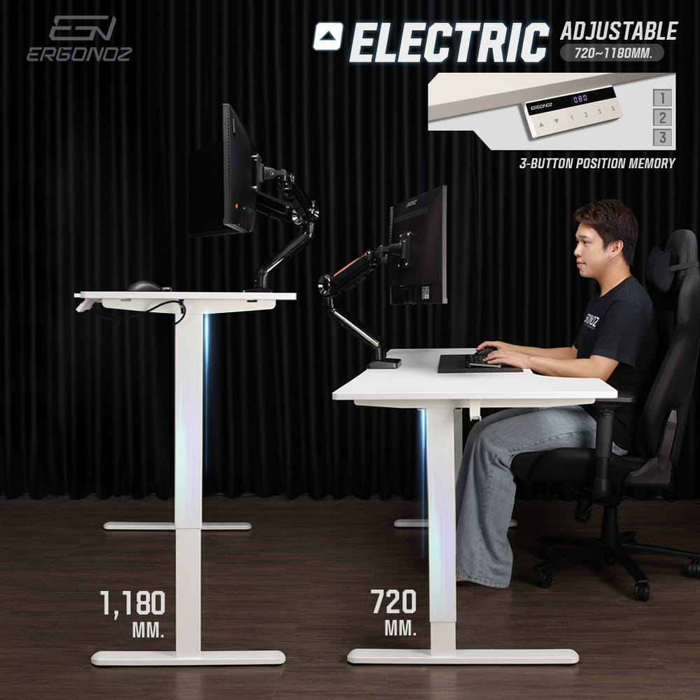 โต๊ะปรับระดับไฟฟ้า ERGONOZ EGN-ELSTA03-B, สีดำ (INTEGRA L-SHAPE ELECTRIC STANDING DESK)
