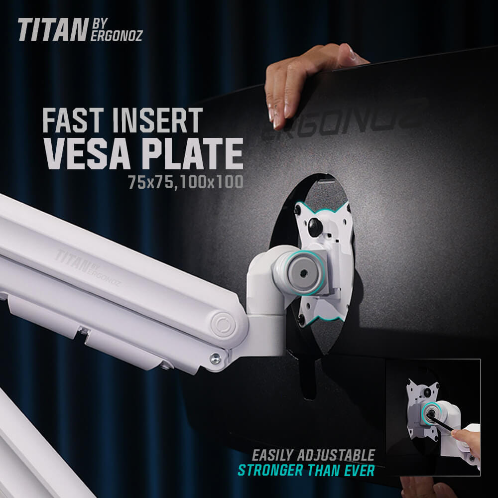 แขนจับจอ ERGONOZ รุ่น TITAN HEAVY DUTY แขนเดี่ยว สำหรับหน้าจอ 15 - 57 นิ้ว สีขาวด้าน (EGN-TITAN-S)_6