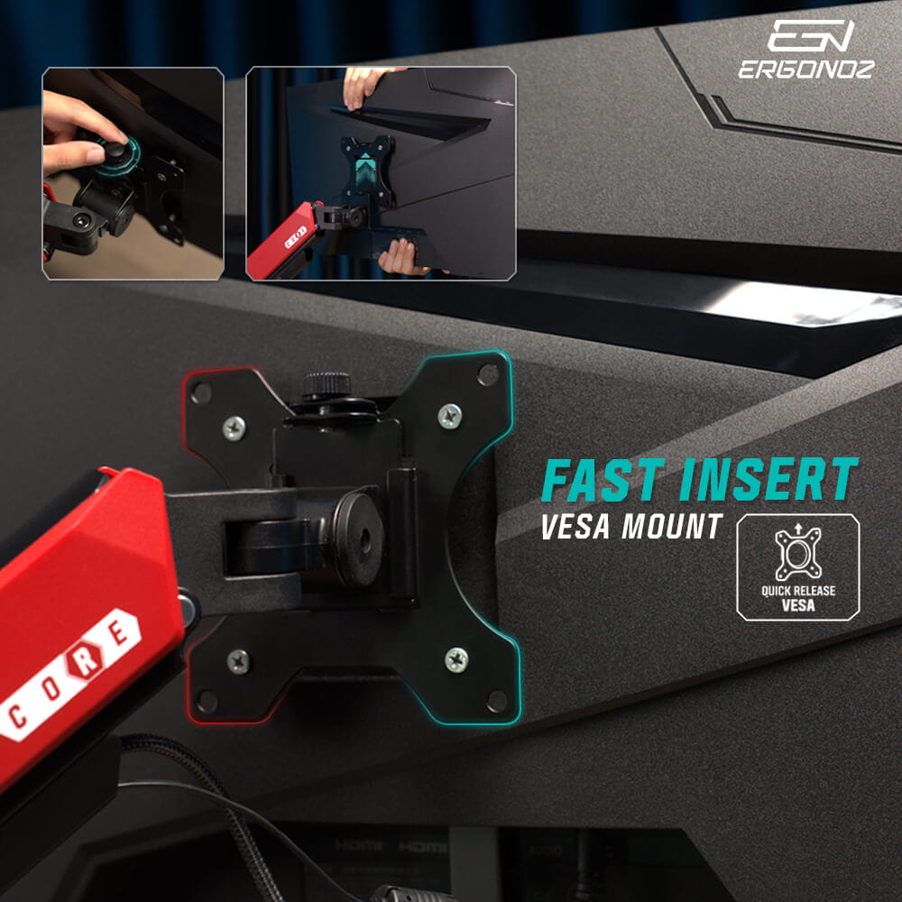 แขนจับจอ ERGONOZ รุ่น CORE แขนเดี่ยว สำหรับหน้าจอ 17 - 32 นิ้ว สีแดง (EGN-CORE-S-R)_6