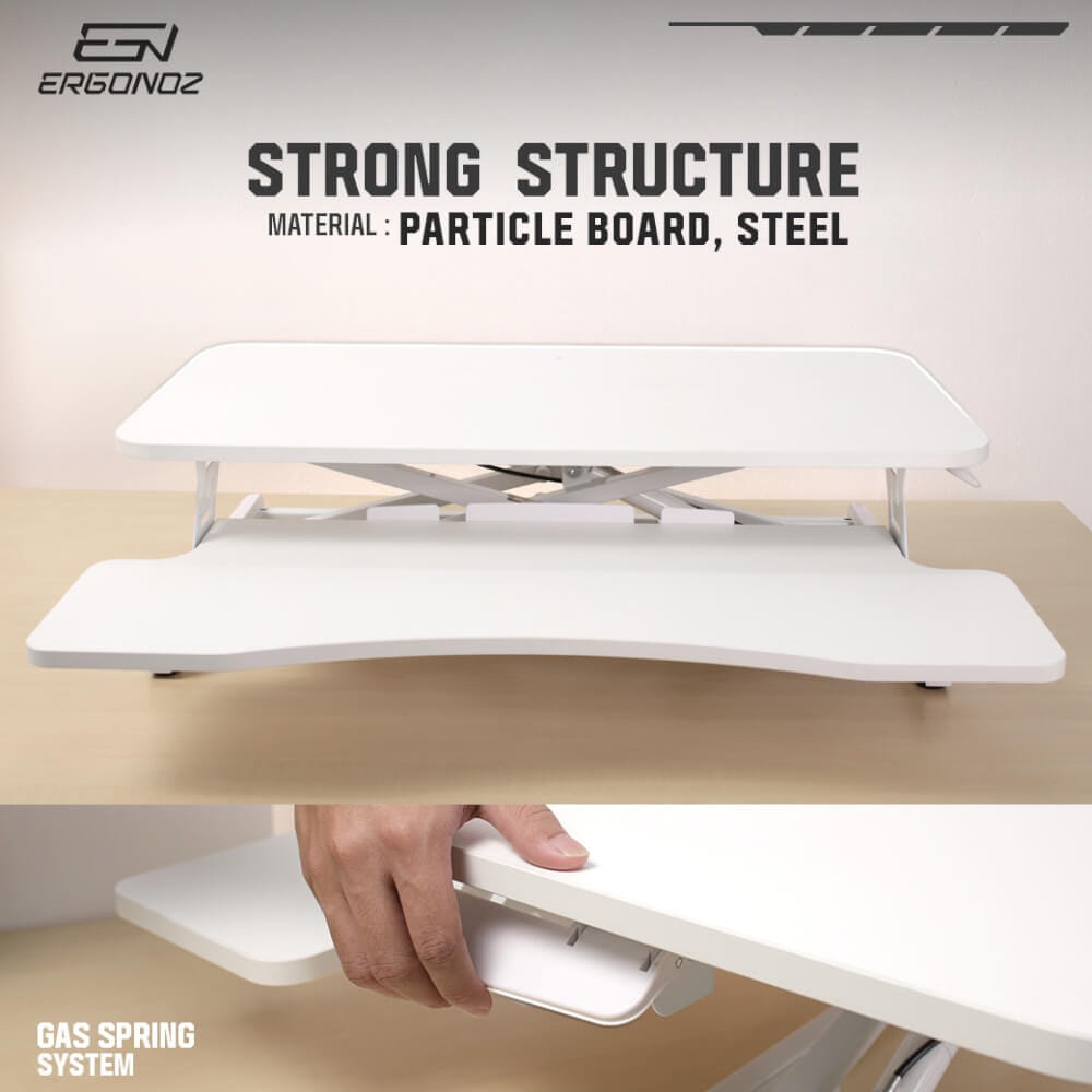 โต๊ะปรับระดับ โต๊ะทำงานแบบยืน ERGONOZ EGN-STA01V2-W, สีขาว (STANDING DESK CONVERTER V.2)_6