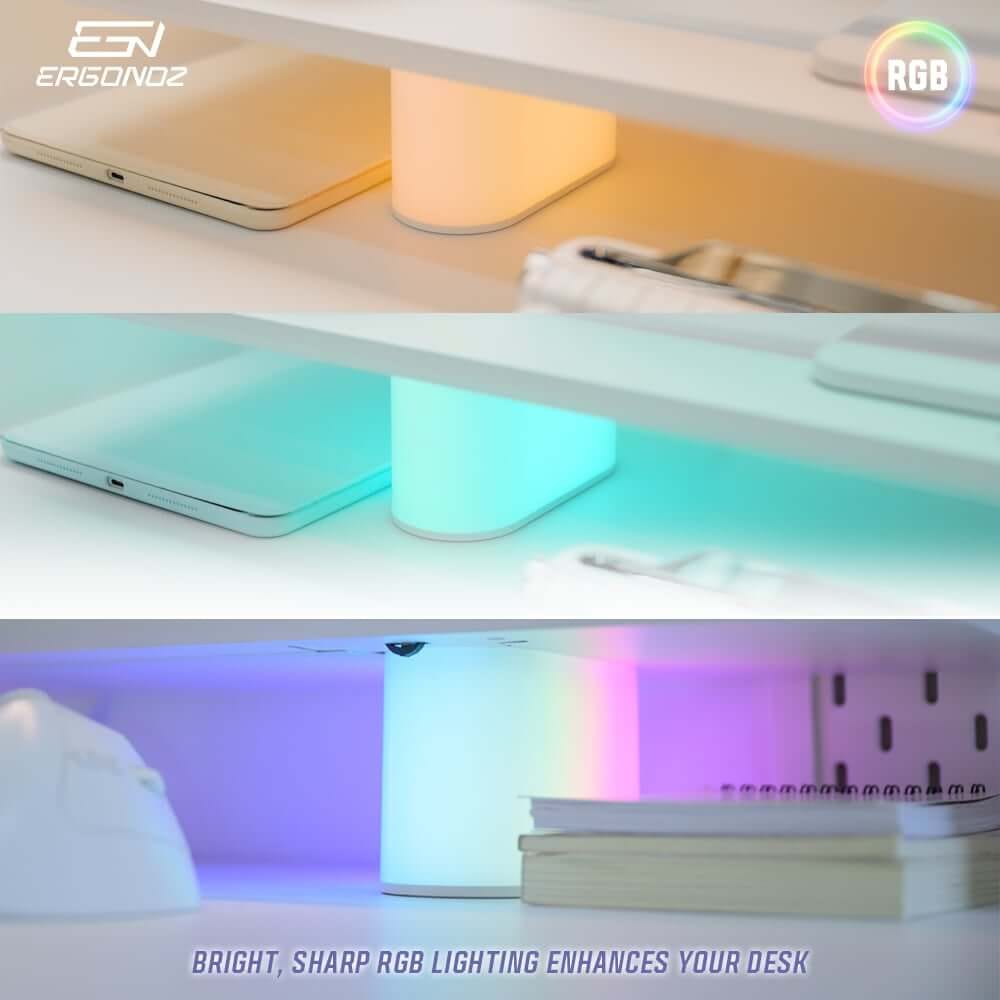 แท่นวางจอ ERGONOZ EGN-LUMINAR-80-W กว้าง 80 ซม., สีขาว (LEVATOR LUMINAR MONITOR RISER มีไฟ RGB)_6