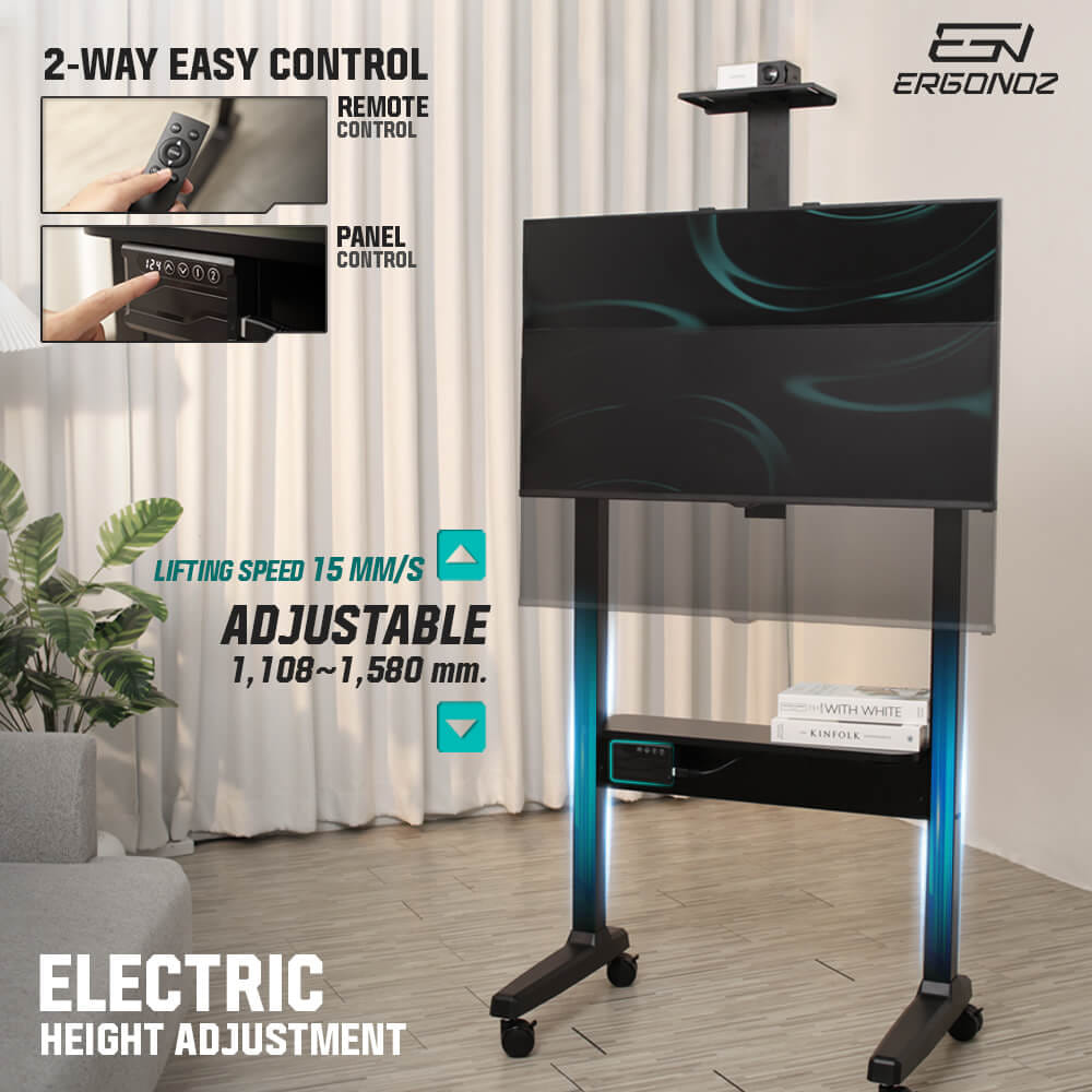ขาตั้งจอทีวีปรับระดับ มีล้อเลื่อน ERGONOZ EGN-MOBIL02-EL-B, สีดำ_6