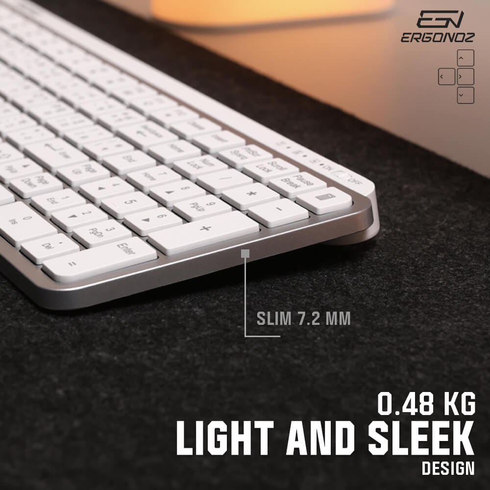 คีย์บอร์ดไร้สาย, ERGONOZ EGN-KB01-W, สีขาว (KEYBOARD 01 2 ระบบ รองรับทั้ง 2.4GHZ และ BLUETOOTH)_6