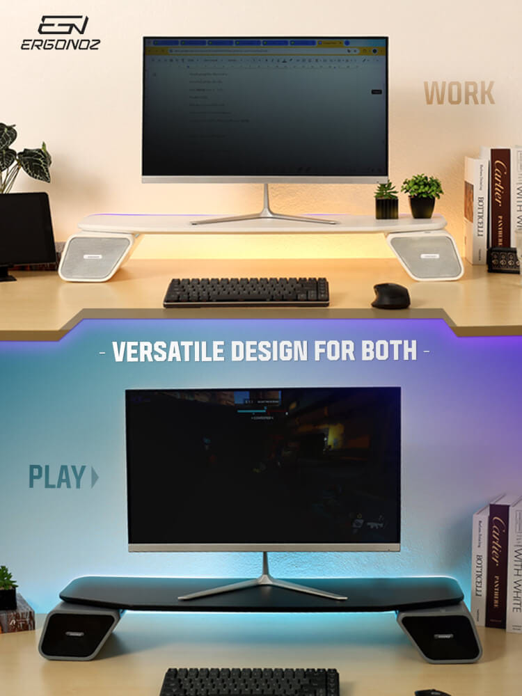 แท่นวางจอ ERGONOZ EGN-LEVATOR-LIFT-85-W, สีขาว (LEVATOR-LIFT มีลำโพงในตัวและไฟ RGB)_7