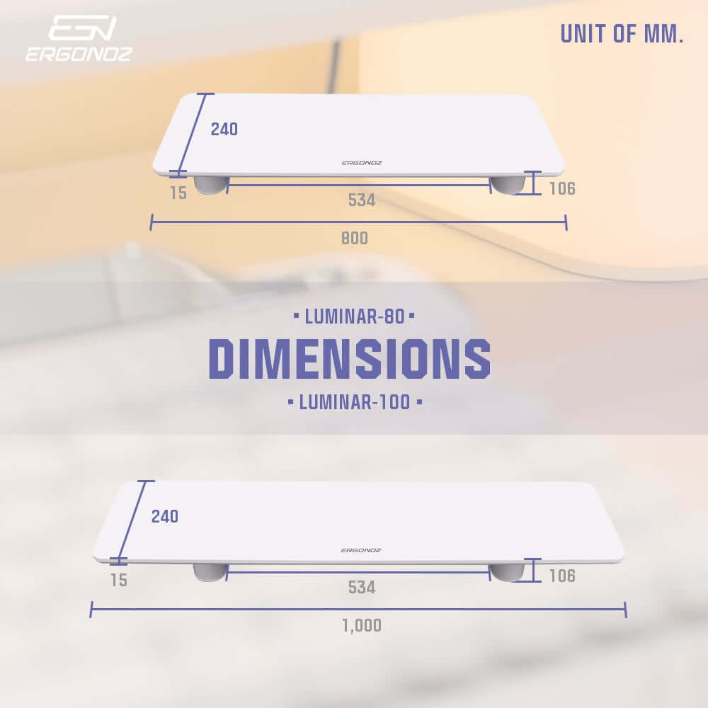 แท่นวางจอ ERGONOZ EGN-LUMINAR-80-W กว้าง 80 ซม., สีขาว (LEVATOR LUMINAR MONITOR RISER มีไฟ RGB)_7