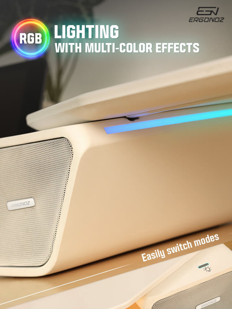 แท่นวางจอ ERGONOZ EGN-LEVATOR-LIFT-85-W, สีขาว (LEVATOR-LIFT มีลำโพงในตัวและไฟ RGB)_8