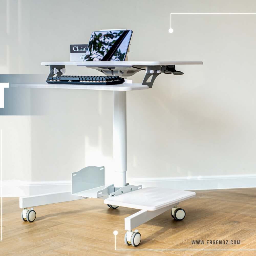 โต๊ะคอมพิวเตอร์ปรับระดับ มีล้อเลื่อน ERGONOZ EGN-STA02B, สีดำ (COMPUTER CART STANDING DESK)