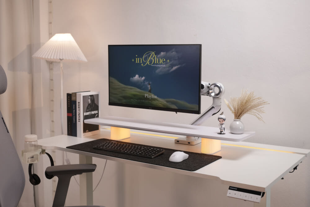 แท่นวางจอ ERGONOZ EGN-LUMINAR-80-W กว้าง 80 ซม., สีขาว (LEVATOR LUMINAR MONITOR RISER มีไฟ RGB)_9